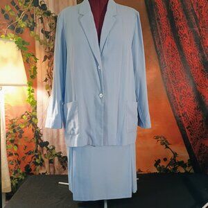 VGUC: Sag Harbor Suit Set Size 18 Light Blue Blazer Skirt Career Office Modest